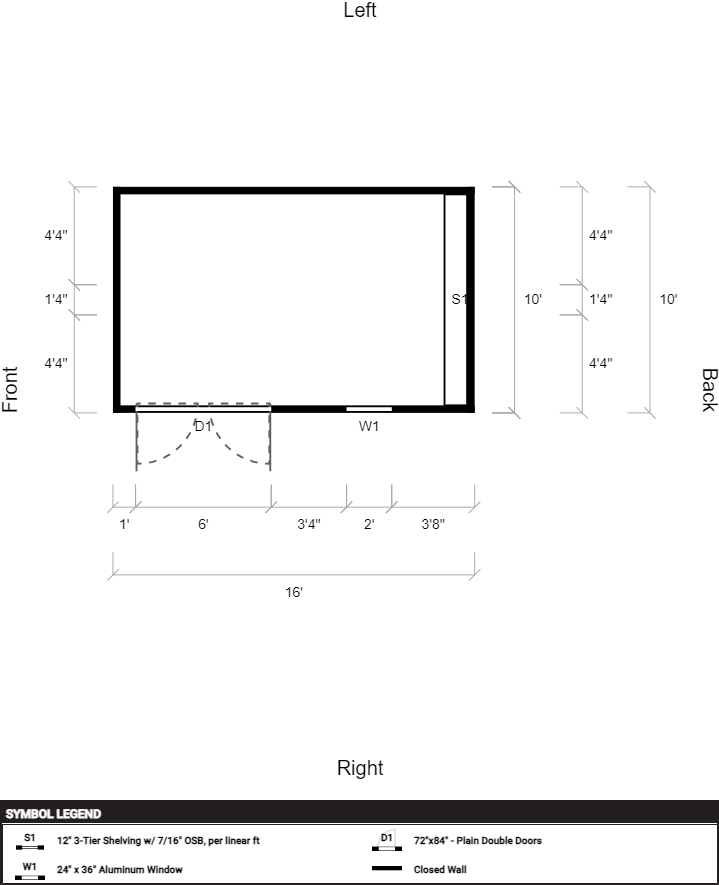 PRE-OWNED 10' x 16' Painted "Side Utility" - Image 3