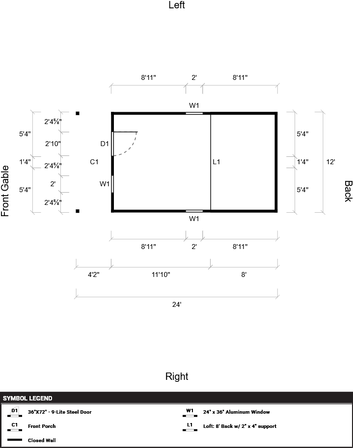 PRE-OWNED 12' x 24' Painted "Lofted Cabin" - Image 4