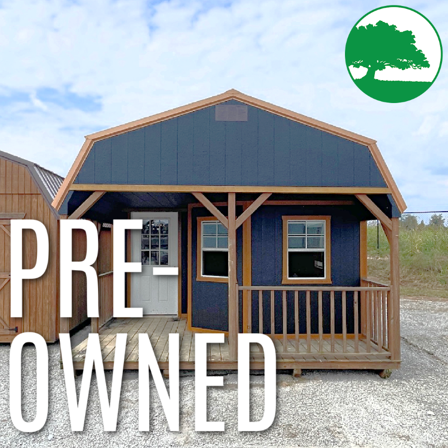 PRE-OWNED 14' x 28' Painted "Deluxe Lofted Cabin"