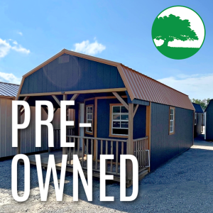 PRE-OWNED 14' x 28' Painted "Deluxe Lofted Cabin"